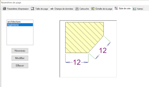 dimension style - select