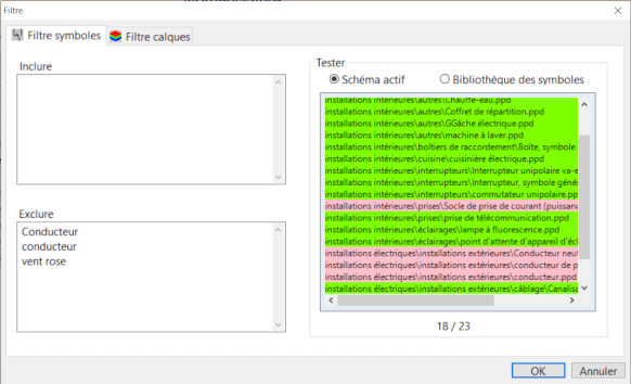 Filtre de nomenclature